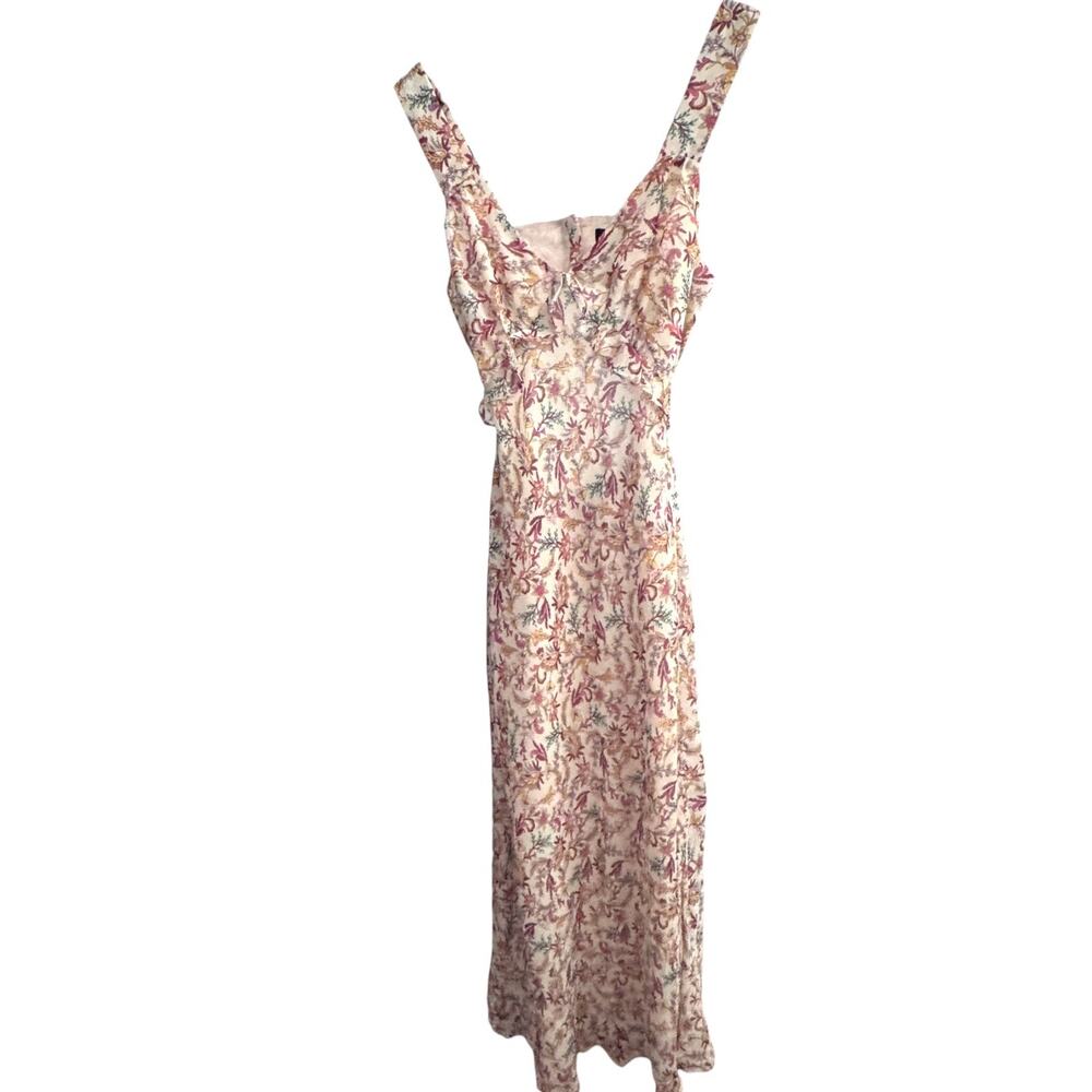 Jessica Simpson Floral Dress XS Boho Open Back Ruffle Hoco Bridgerton Regency